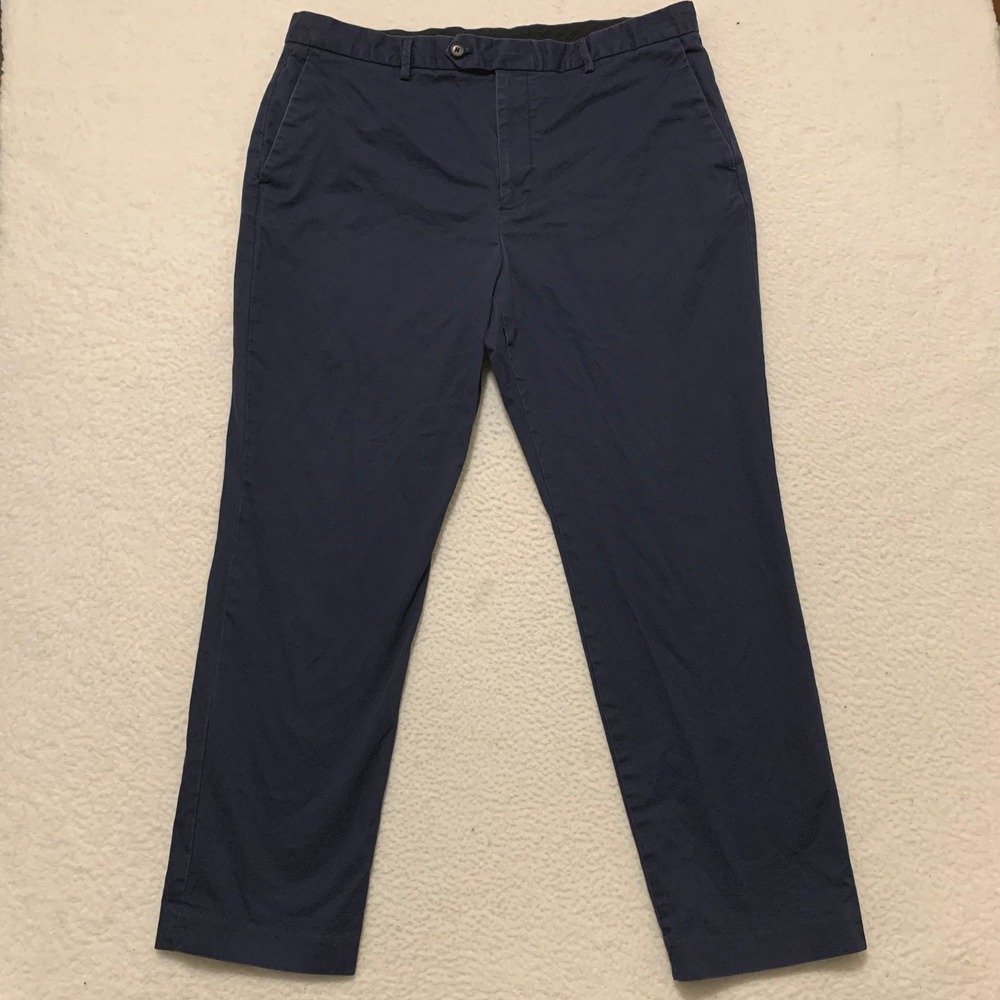 J.Crew Bowery Slim Straight Chino Pants Mens 36x30 Stretch Cotton Navy Blue
